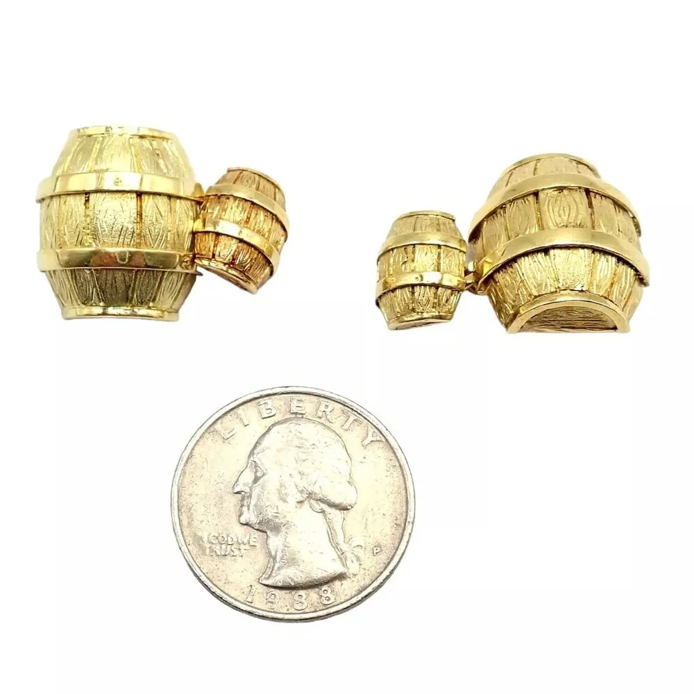 Rare! Vintage Cartier 18k Yellow Gold Barrel Cufflinks 1970's